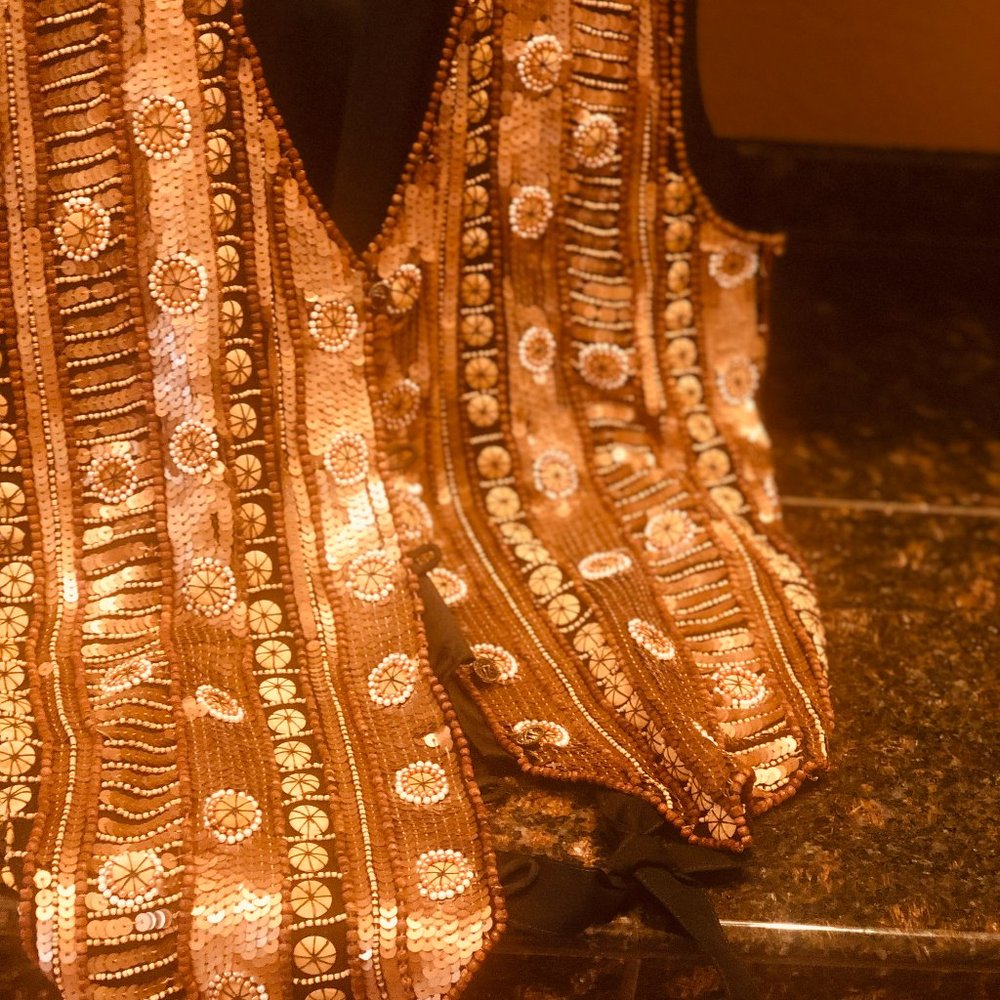 Vest Sequined custom design and hand beaded